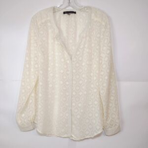 Rose & Olive Women's Ivory Semi -Sheer Long Sleeve Top Size (XL)